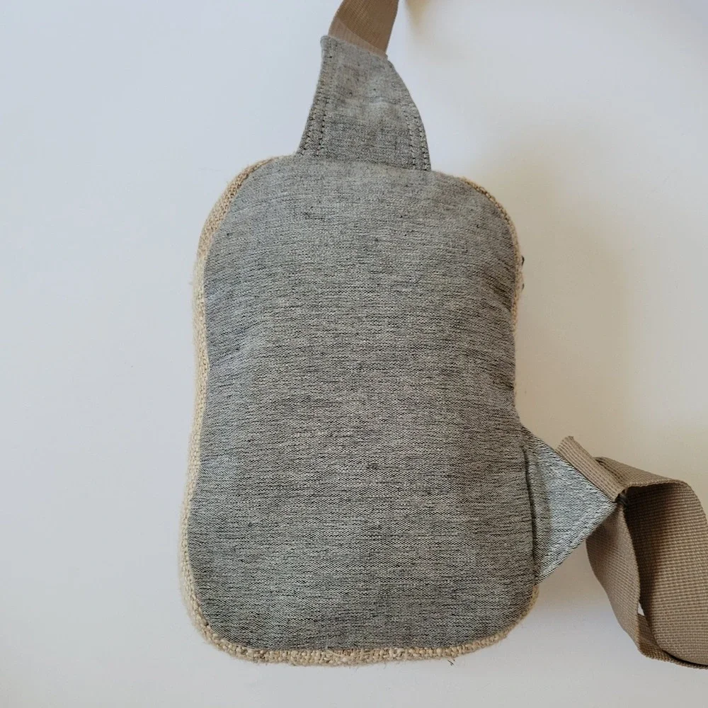 Rising International Woven Hemp Crossbosy Slingbag Earthy Granola Hippie Nature